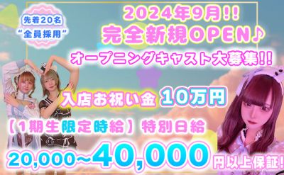 💞2024年9月完全NEW OPEN💞日給20,000円以上を保証🌟完全オリジナルの可愛い衣装😍