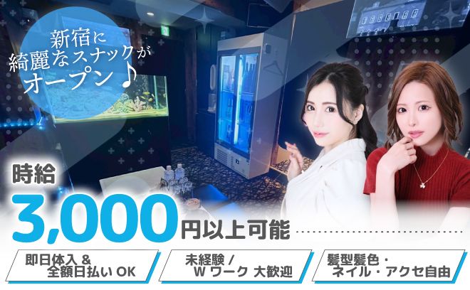 歌舞伎町の真ん中にキレイなスナックがNEW OPEN🌱時給3,000円～高額バックあり😻